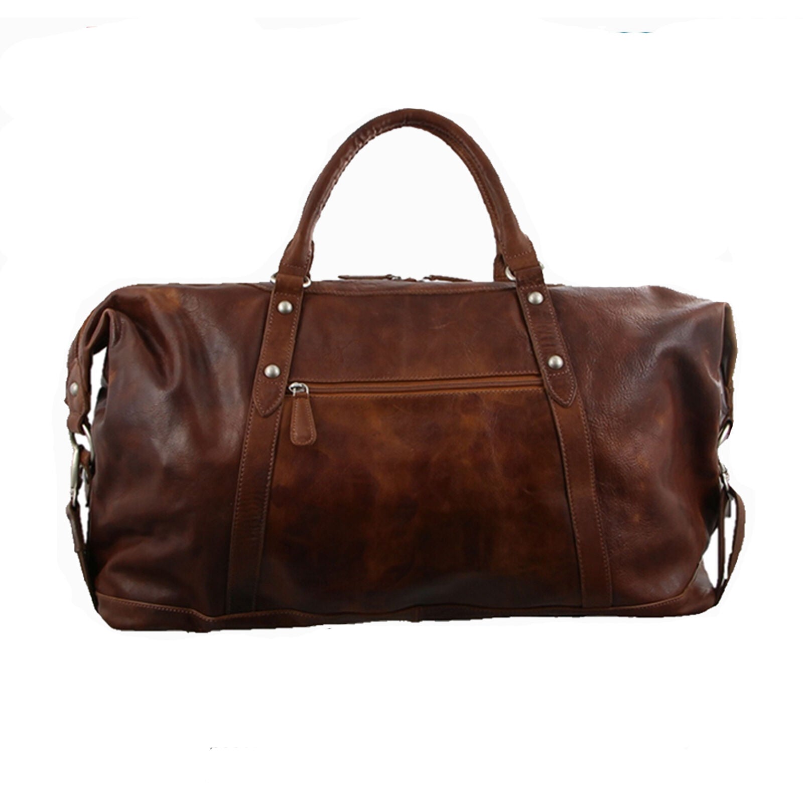 Pierre Cardin Rustic Leather Travel Business Trip Bag Overnight - Cognac-3