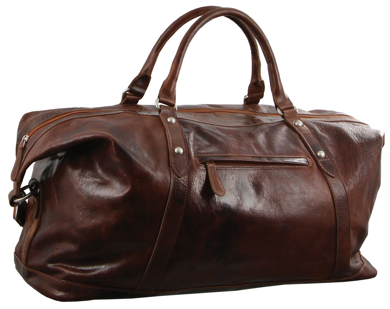 Pierre Cardin Rustic Leather Travel Business Trip Bag Overnight - Cognac-0