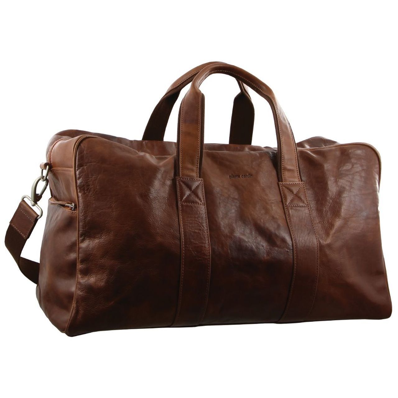 Pierre Cardin Rustic Leather Travel Bag Overnight Business - Chestnut-0