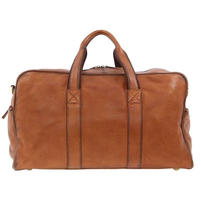 Pierre Cardin Rustic Leather Travel Bag Overnight Business - Cognac-3