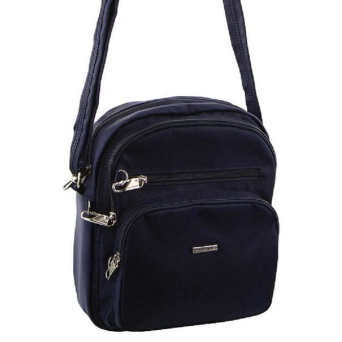 Pierre Cardin Nylon Shoulder Cross Body RFID Anti-Theft Slash Proof Bag Travel - Navy-0