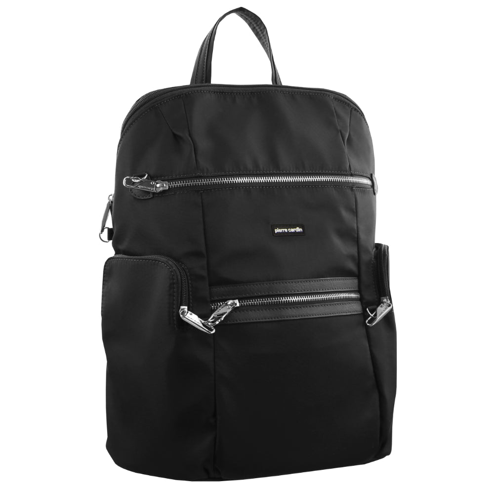 Pierre Cardin Nylon RFID Anti Theft Slash Proof Travel Backpack Bag - Black-1