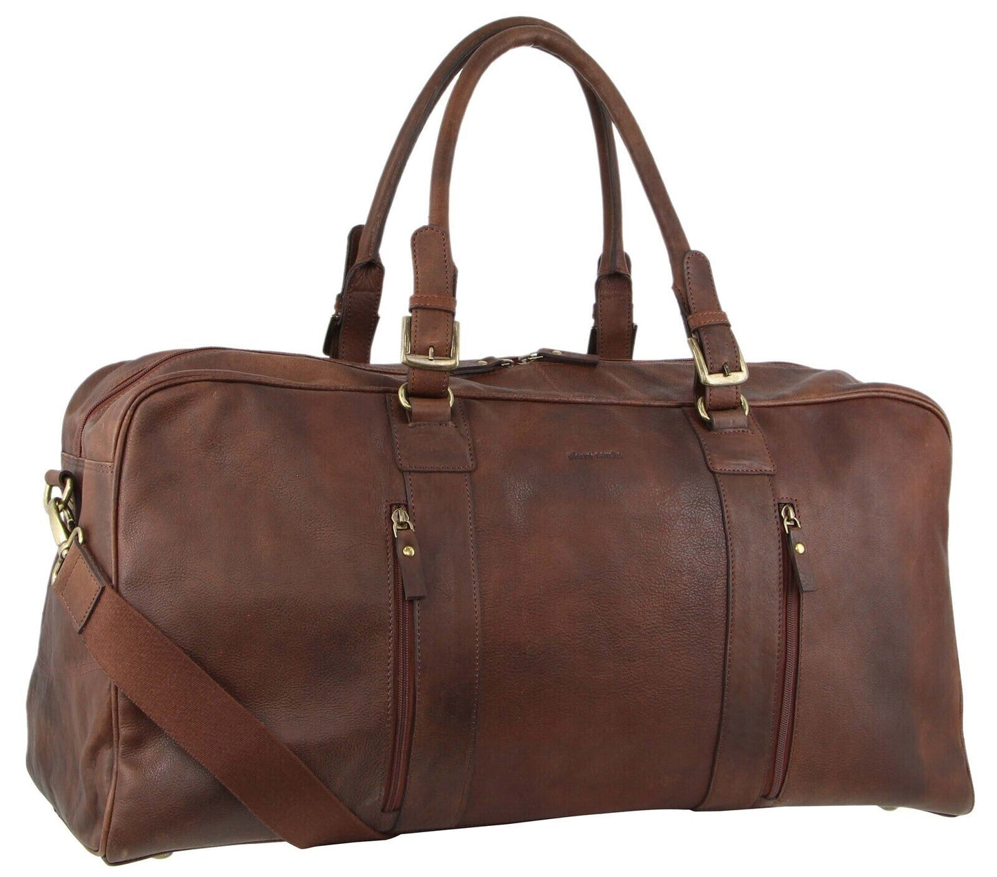 Pierre Cardin Rustic Leather Travel Business Trip Bag Overnight - Chocolate-1