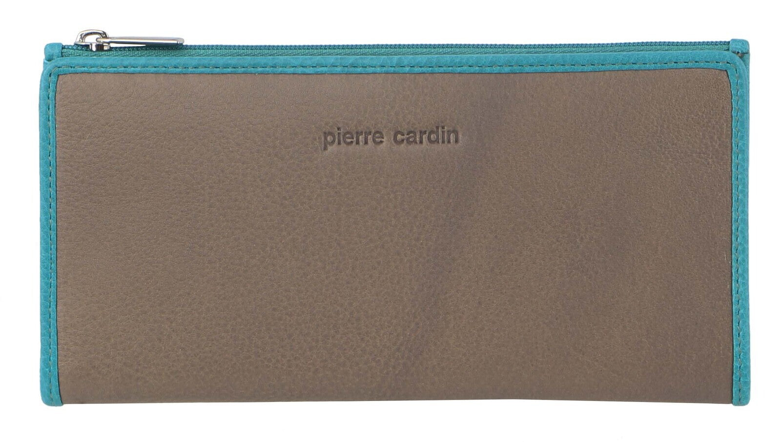 Pierre Cardin Italian Genuine Leather Ladies Wallet - Taupe/Turquiose-3