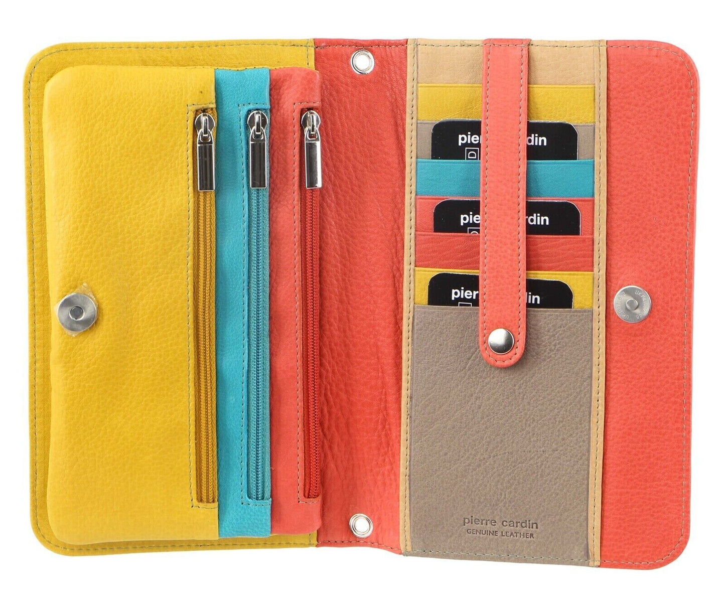 Pierre Cardin Genuine Leather Ladies Wallet Clutch Bag - Orange/Yellow-1