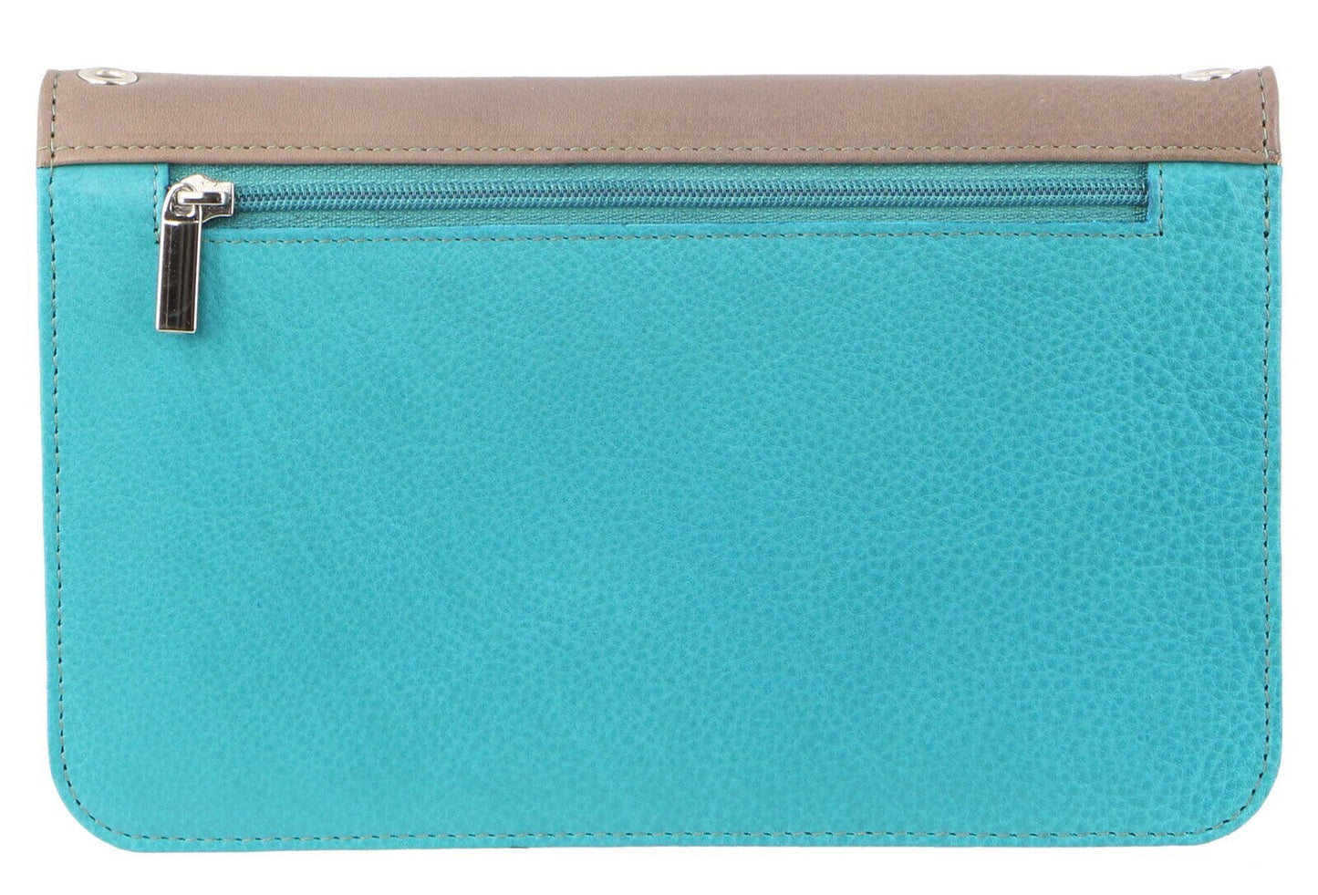 Pierre Cardin Genuine Leather Ladies Wallet Clutch Bag - Taupe/Turquoise-3