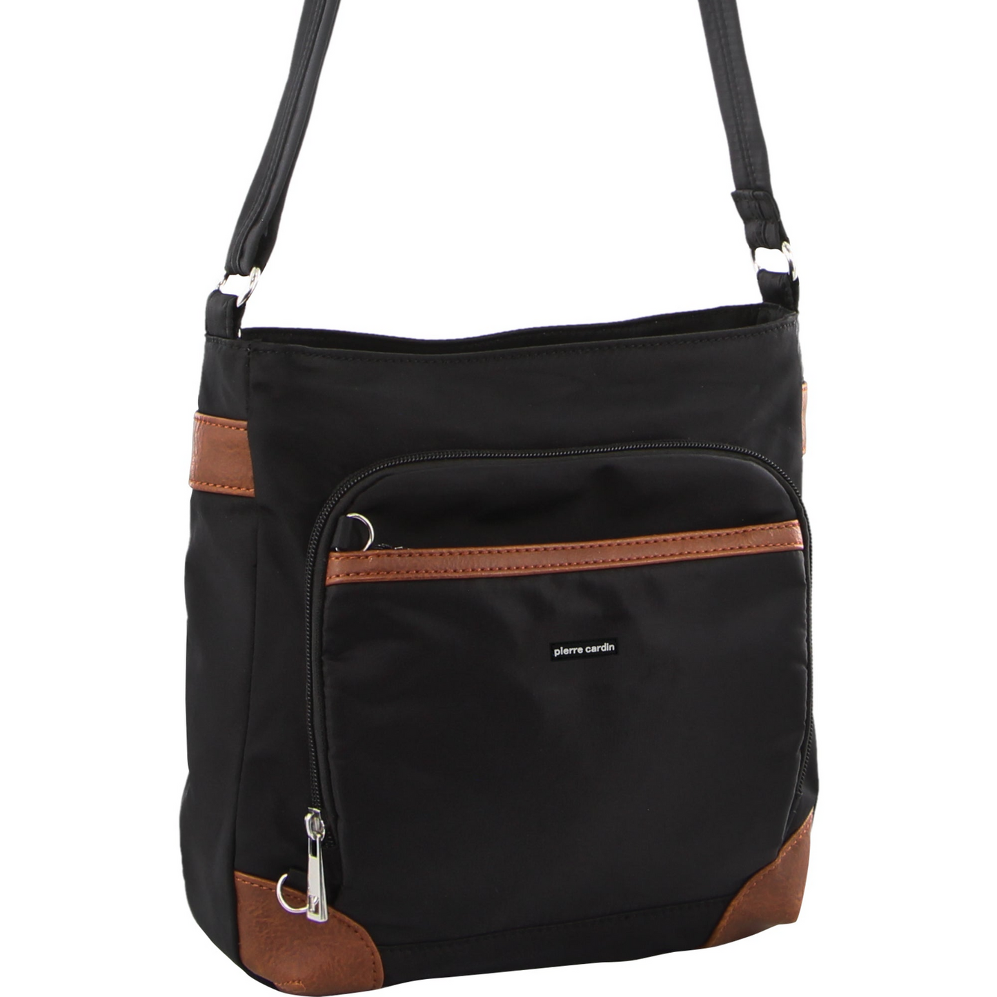 Pierre Cardin Nylon Cross Body Bag Slash Proof Shoulder Anti-Theft in Black