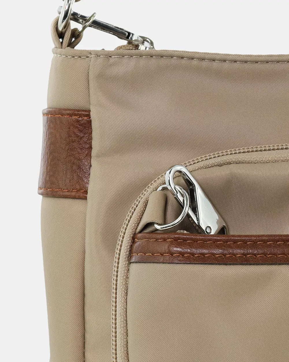 Pierre Cardin Nylon Cross Body Bag Slash Proof Shoulder Anti-Theft in Camel