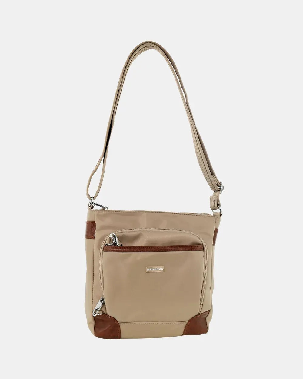 Pierre Cardin Nylon Cross Body Bag Slash Proof Shoulder Anti-Theft in Camel