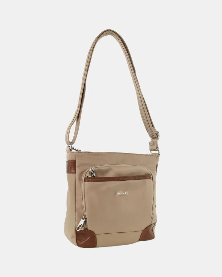Pierre Cardin Nylon Cross Body Bag Slash Proof Shoulder Anti-Theft in Camel