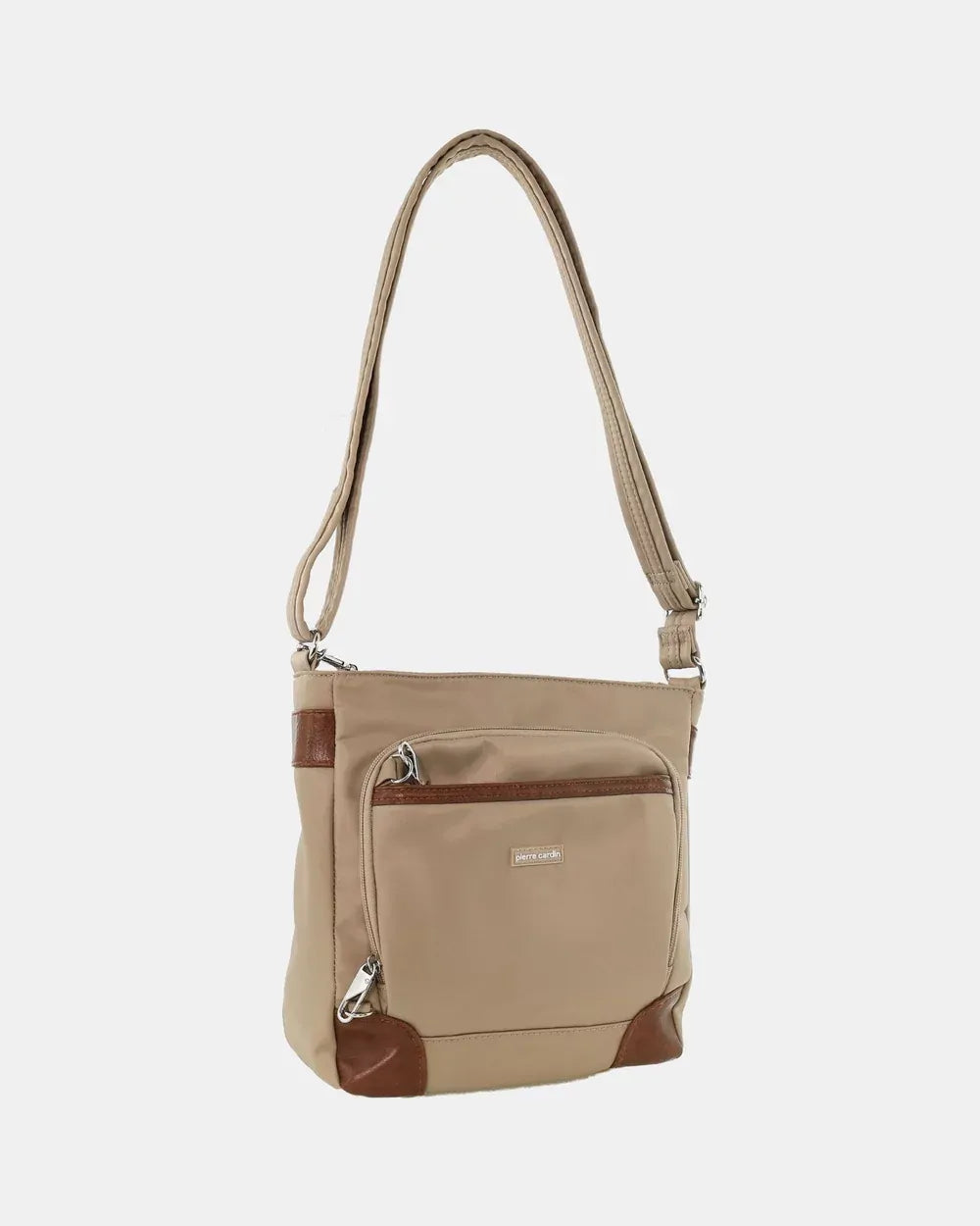 Pierre Cardin Nylon Cross Body Bag Slash Proof Shoulder Anti-Theft in Camel-0
