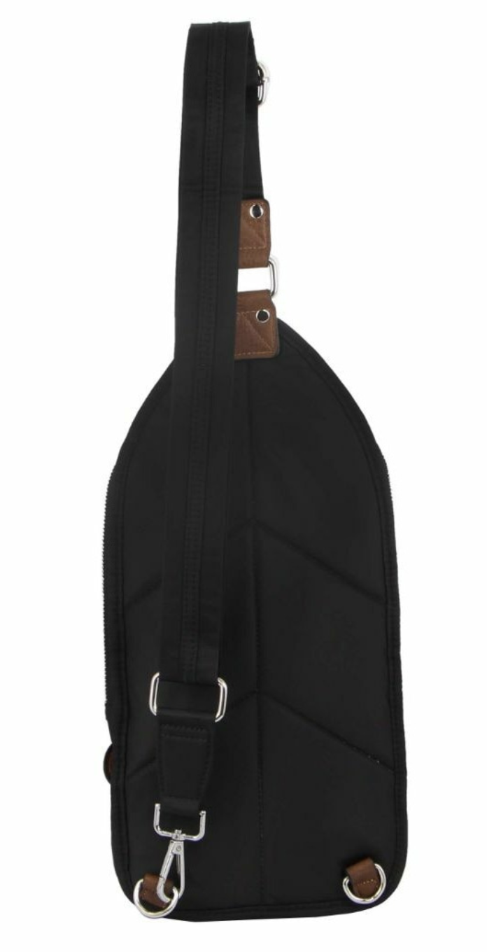 Pierre Cardin Anti-Theft 2-Tone Cross Body Nylon Sling Bag - Black-3