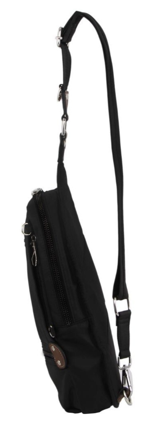 Pierre Cardin Anti-Theft 2-Tone Cross Body Nylon Sling Bag - Black-2