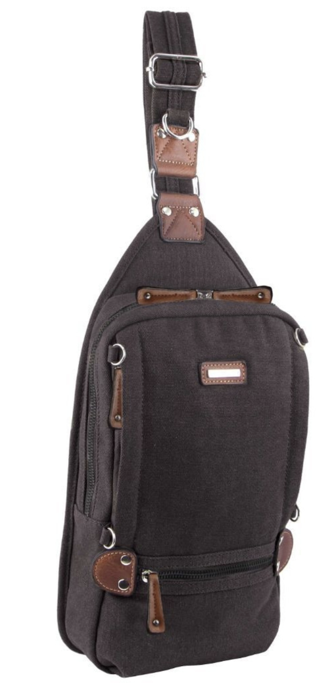Pierre Cardin Canvas Cross Body Bag Travel Shoulder Sling - Black-0