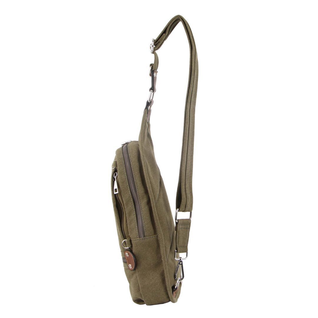 Pierre Cardin Canvas Cross Body Bag Travel Shoulder Sling - Brown-2