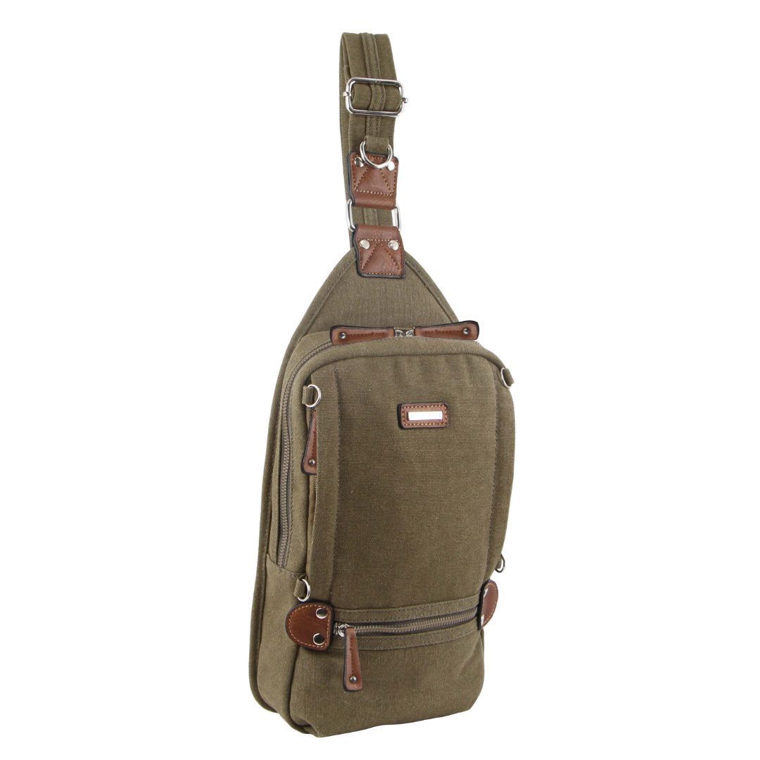 Pierre Cardin Canvas Cross Body Bag Travel Shoulder Sling - Brown-1