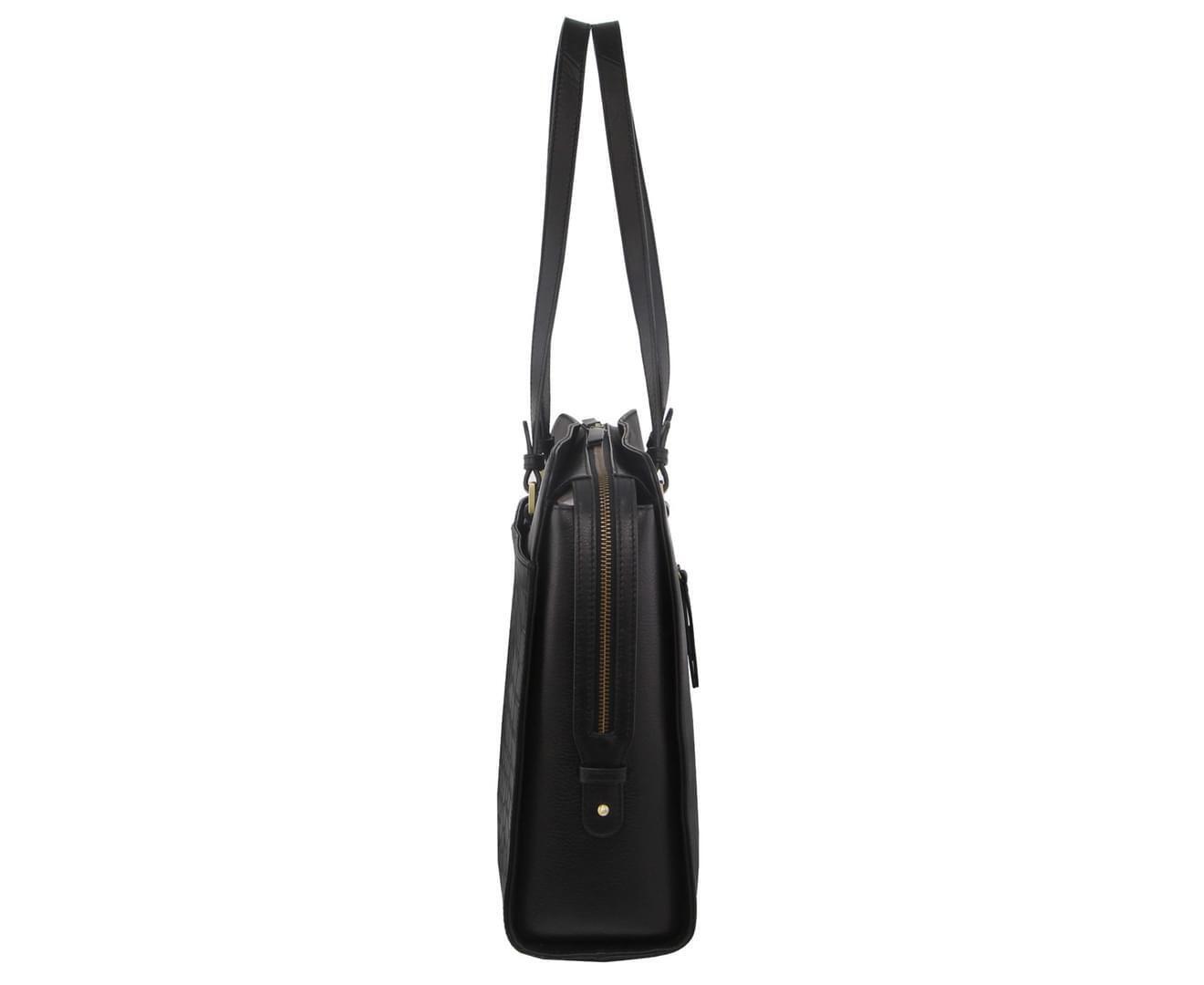 Pierre Cardin Unisex Croc-Embossed Leather Business 15" Laptop Computer Bag - Black-2