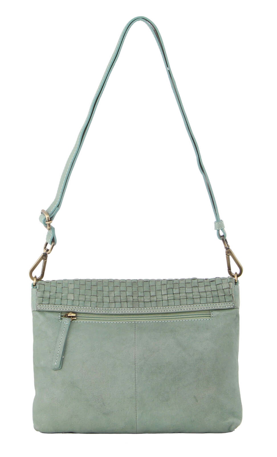 Pierre Cardin Womens Woven Leather Flap Cross-Body Bag/Clutch - Mint Green-2