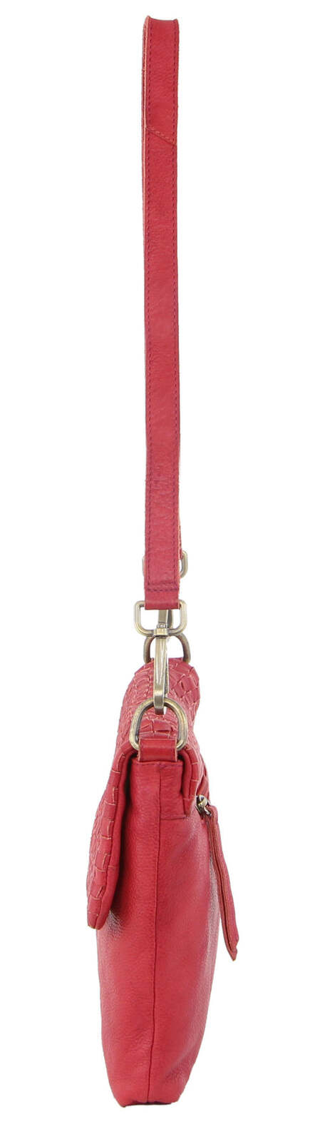 Pierre Cardin Womens Woven Leather Flap Cross-Body Bag/Clutch - Red-4