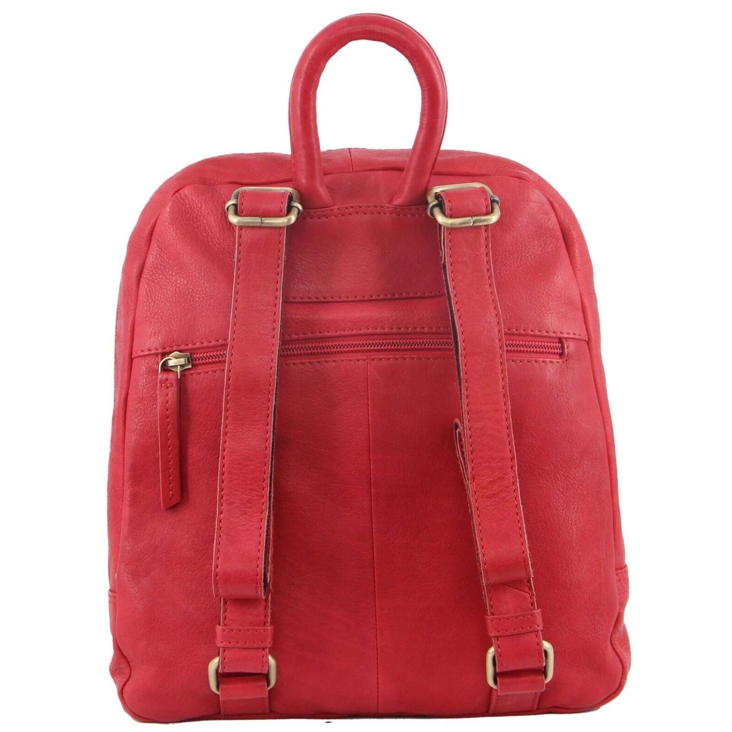 Pierre Cardin Womens Woven Soft Leather Backpack Bag Travel - Red