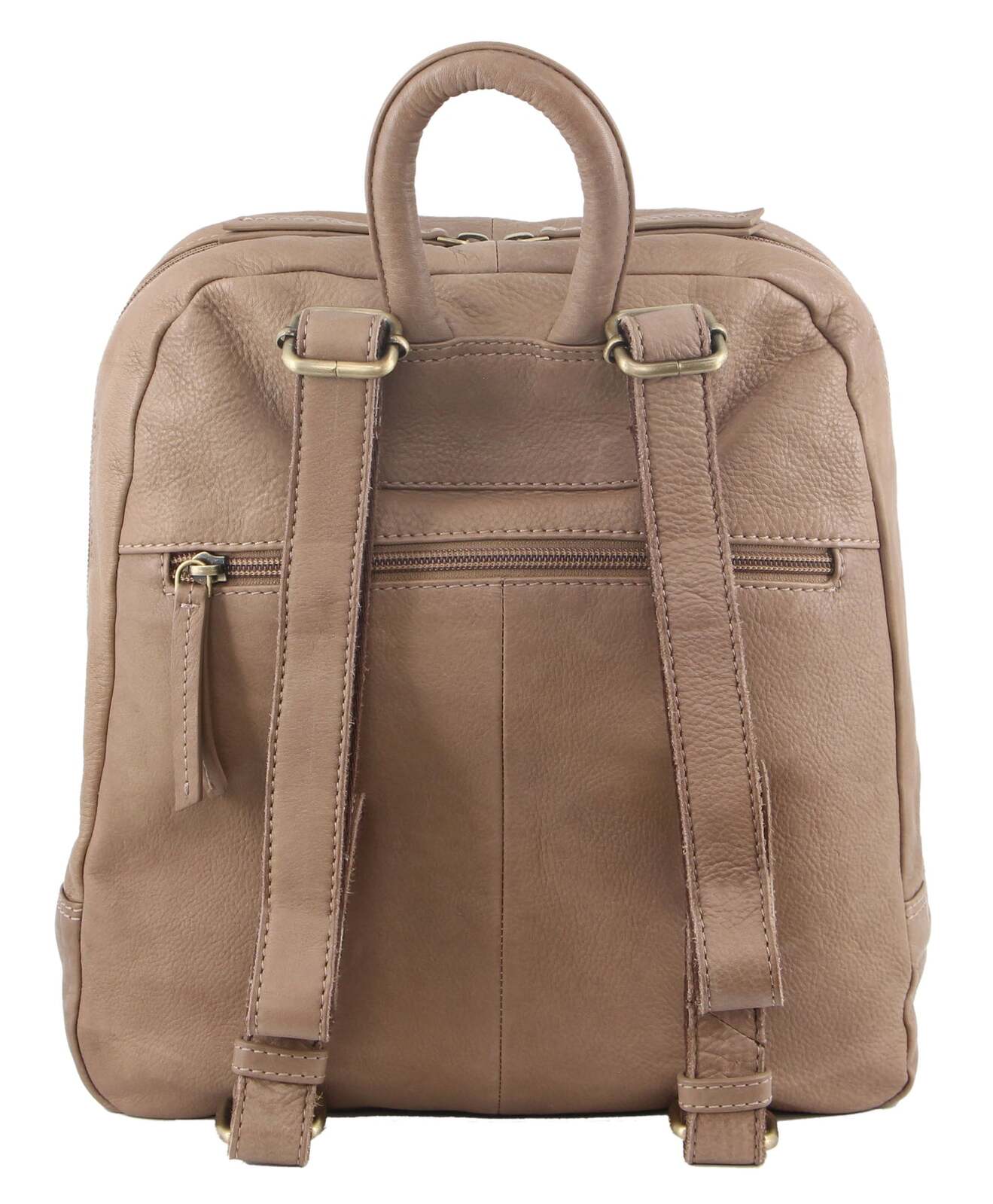 Pierre Cardin Womens Woven Leather Backpack Bag - Taupe-2