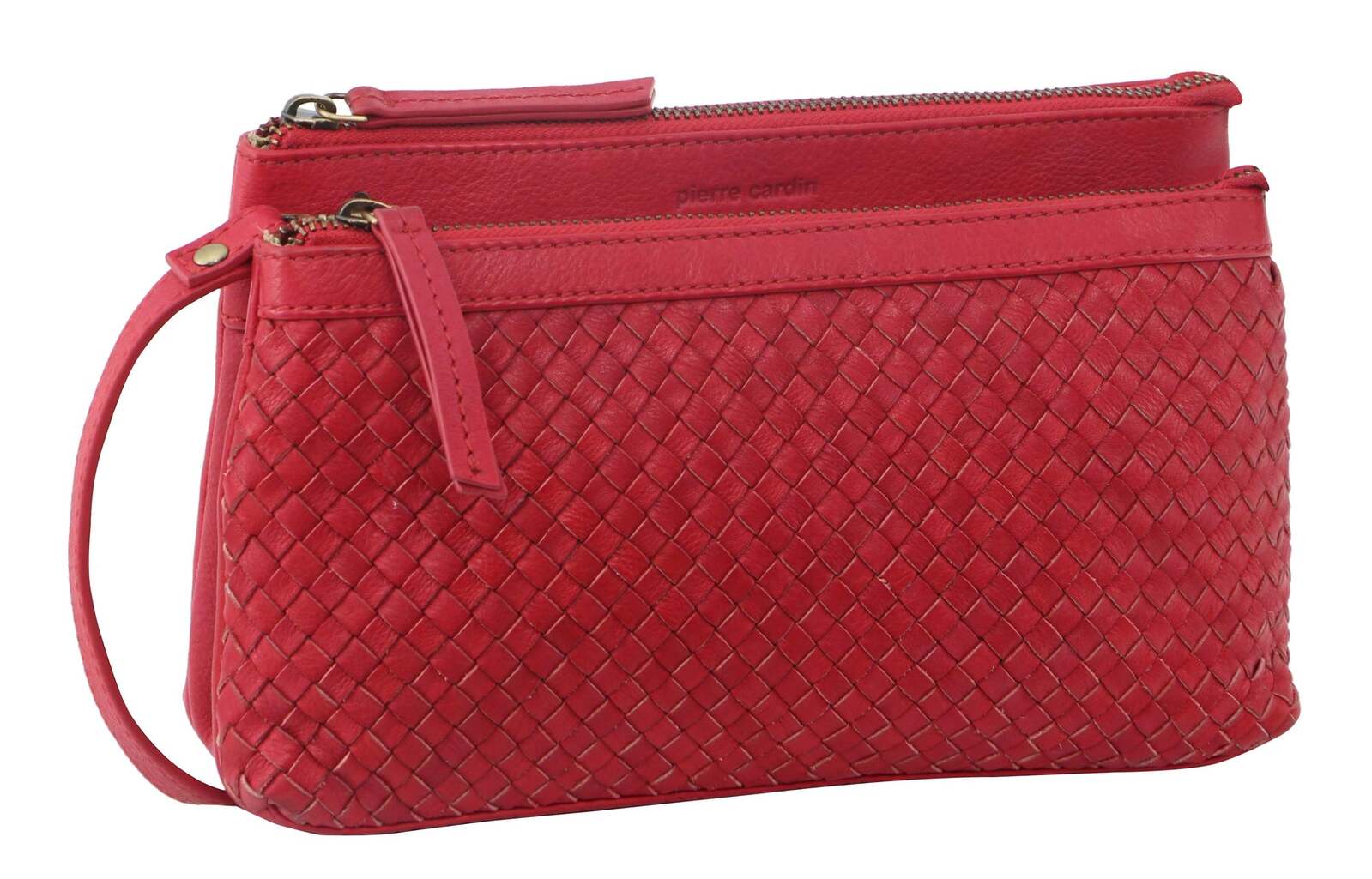 Pierre Cardin Woven Ladies Crossbody/ Clutch Bag - Red-0