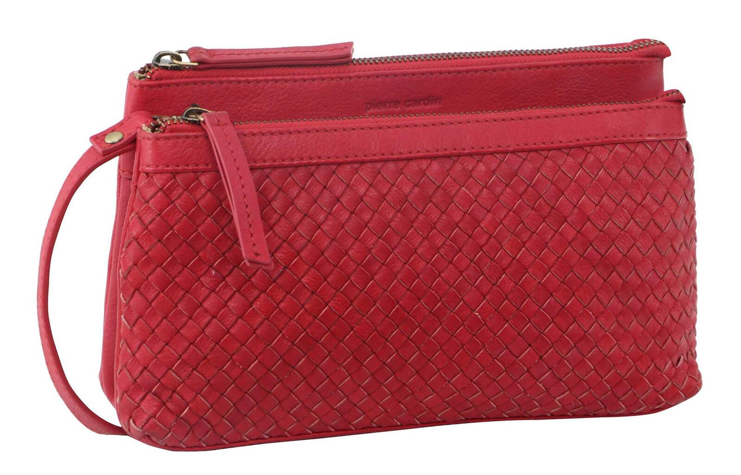 Pierre Cardin Woven Ladies Crossbody/ Clutch Bag - Red-1