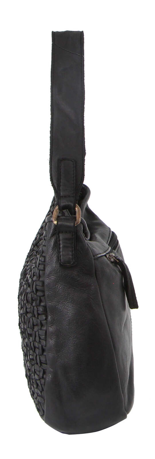 Pierre Cardin Woven Leather Ladies Cross-Body Bag - Black-3