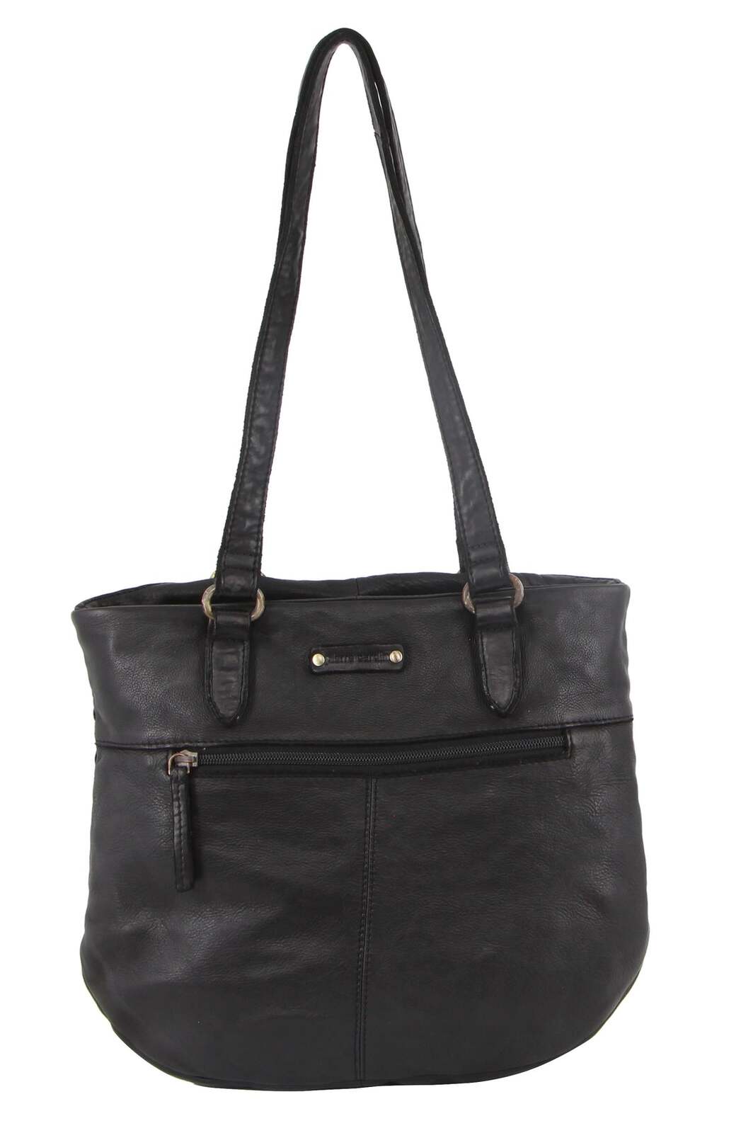 Pierre Cardin Woven Leather Ladies Shoulder Bag - Black-2