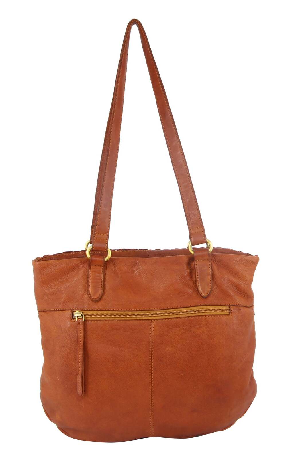 Pierre Cardin Woven Leather Ladies Shoulder Bag Travel Carry - Cognac-2