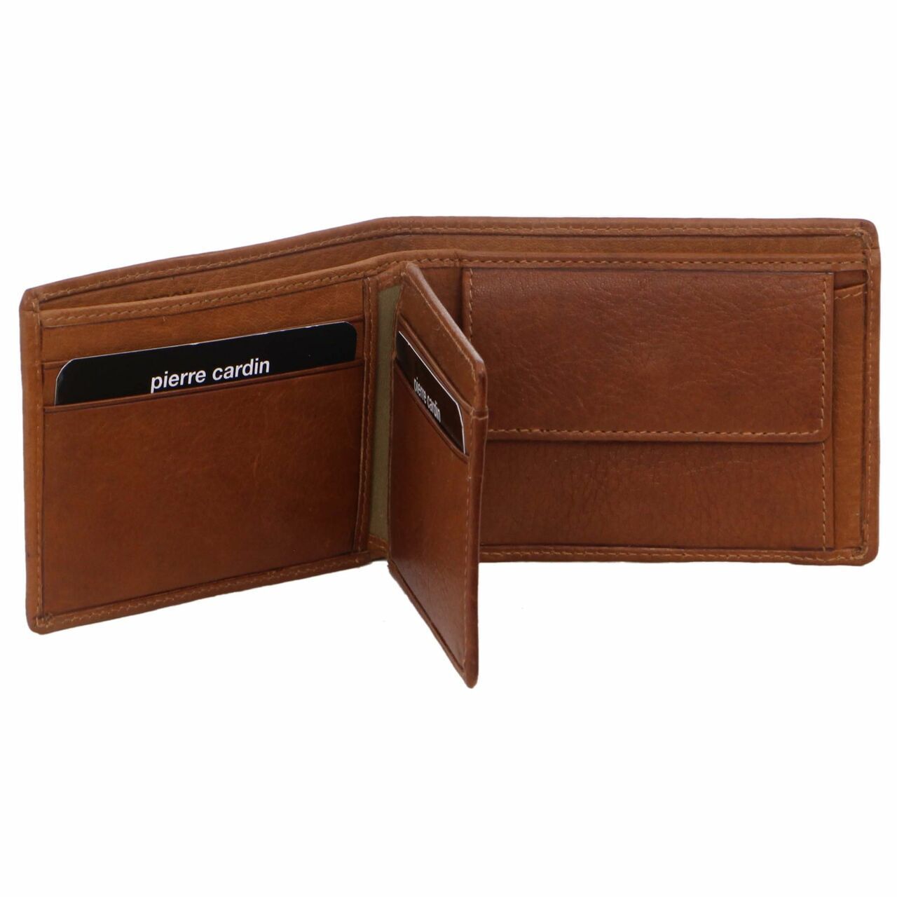 Pierre Cardin Mens Rustic Leather Bi-Fold Wallet RFID Protected - Tan-1
