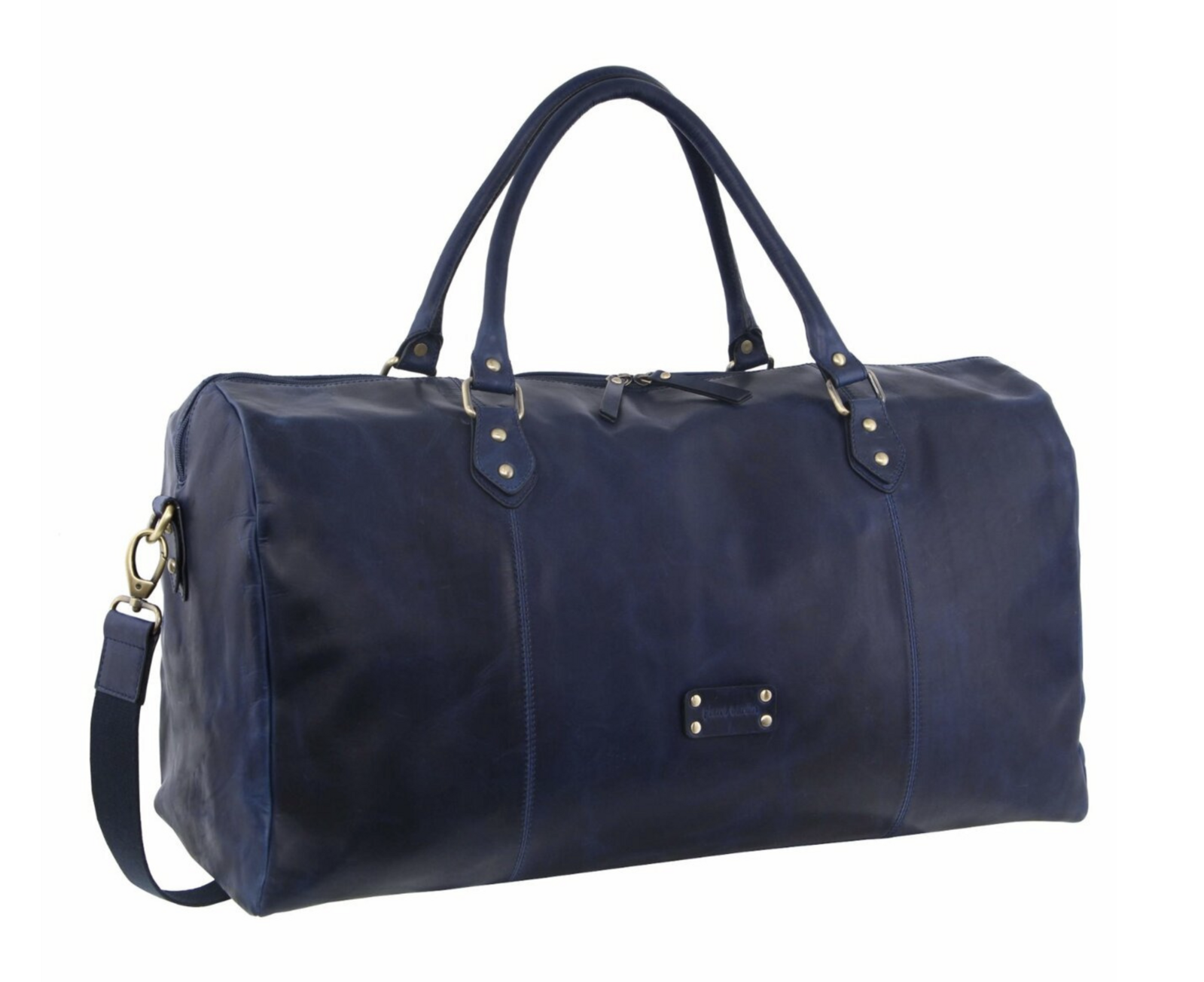 Pierre Cardin Smooth Leather Overnight Bag Luggage Weekend Duffle - Midnight-1