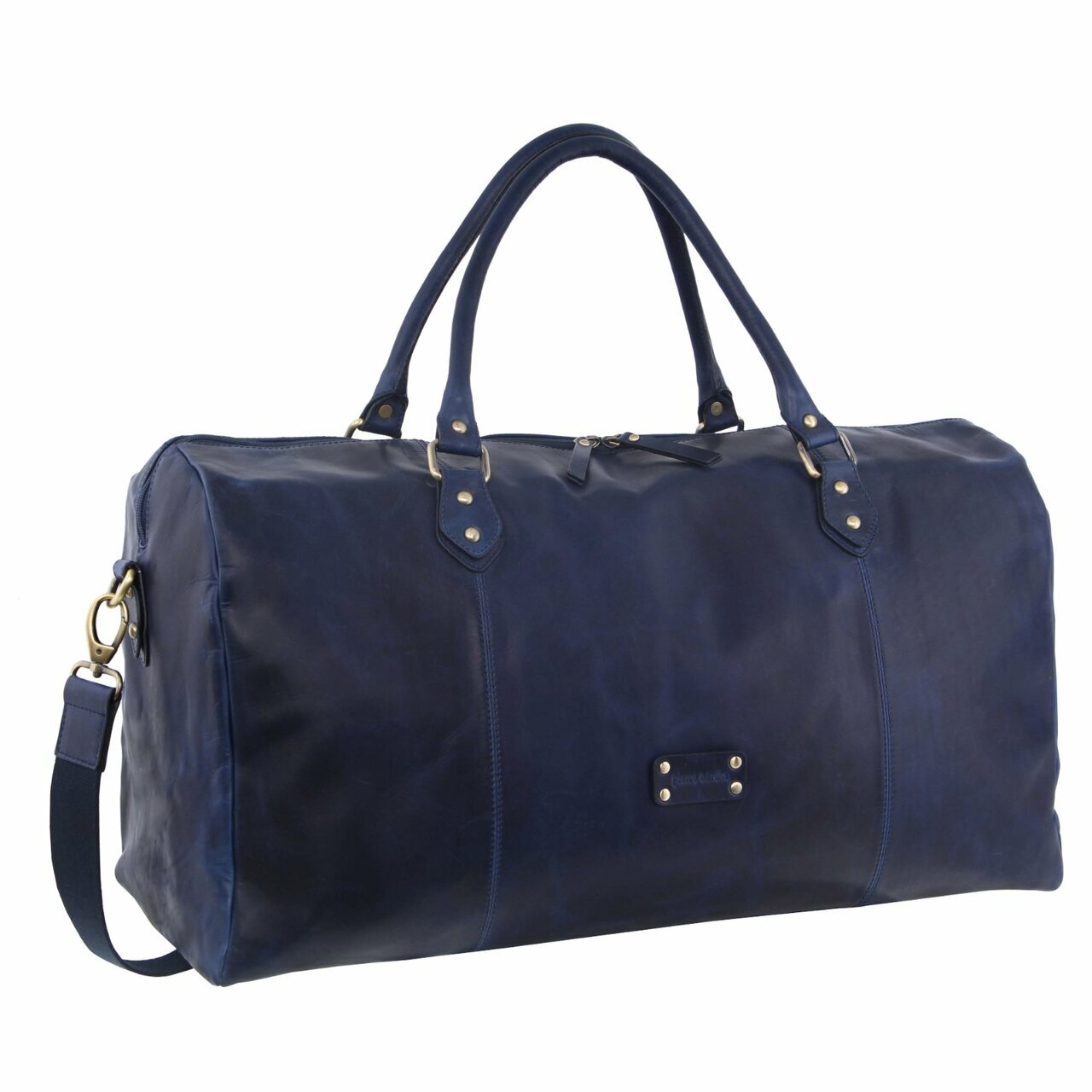 Pierre Cardin Smooth Leather Overnight Bag Luggage Weekend Duffle - Midnight-0