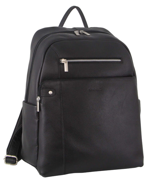 Pierre Cardin Mens Leather Business Backpack - Black-0