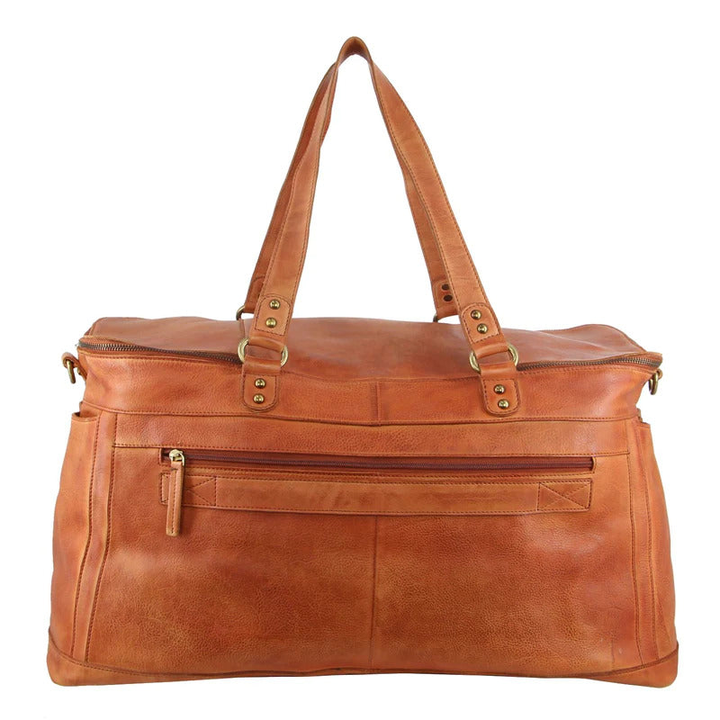 Pierre Cardin Burnished Leather Multi-Compartment Overnight Bag - Cognac-4