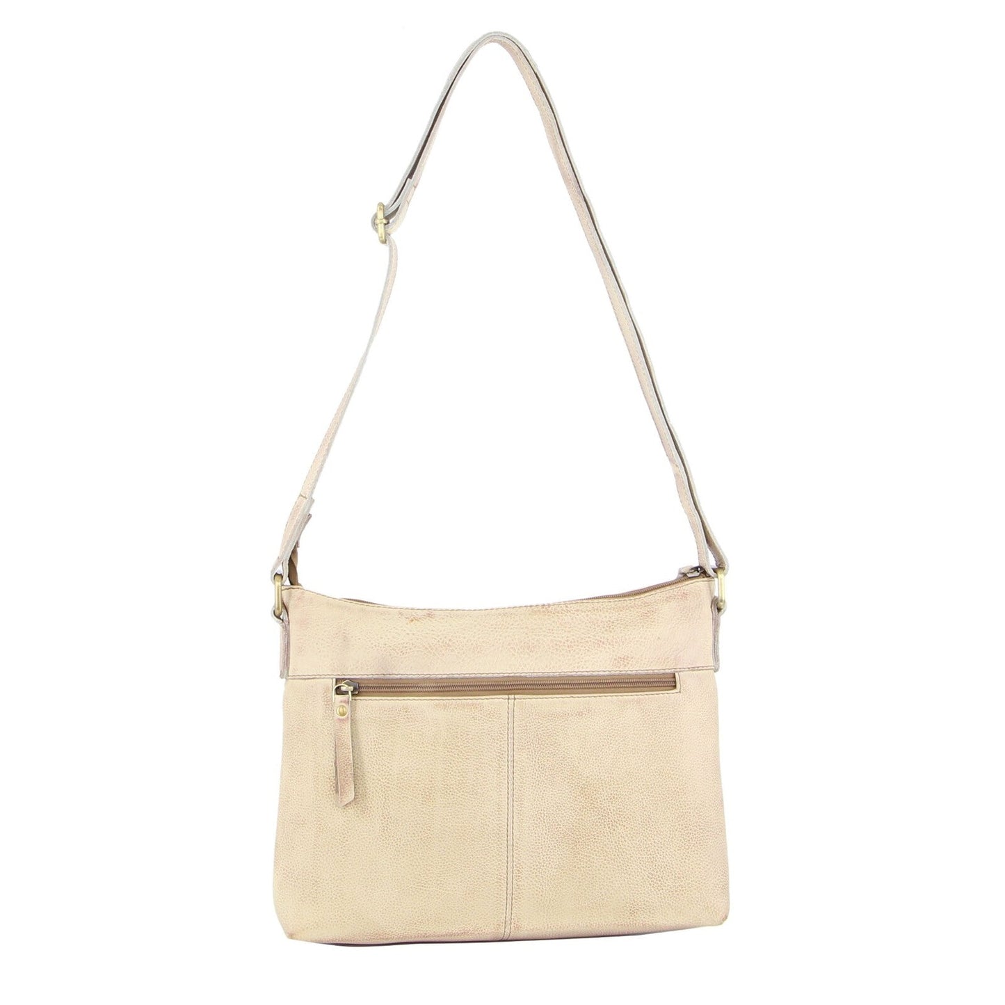 Pierre Cardin Womens Leather Perforated Cross-Body Bag with stud Detailing - Latte-3