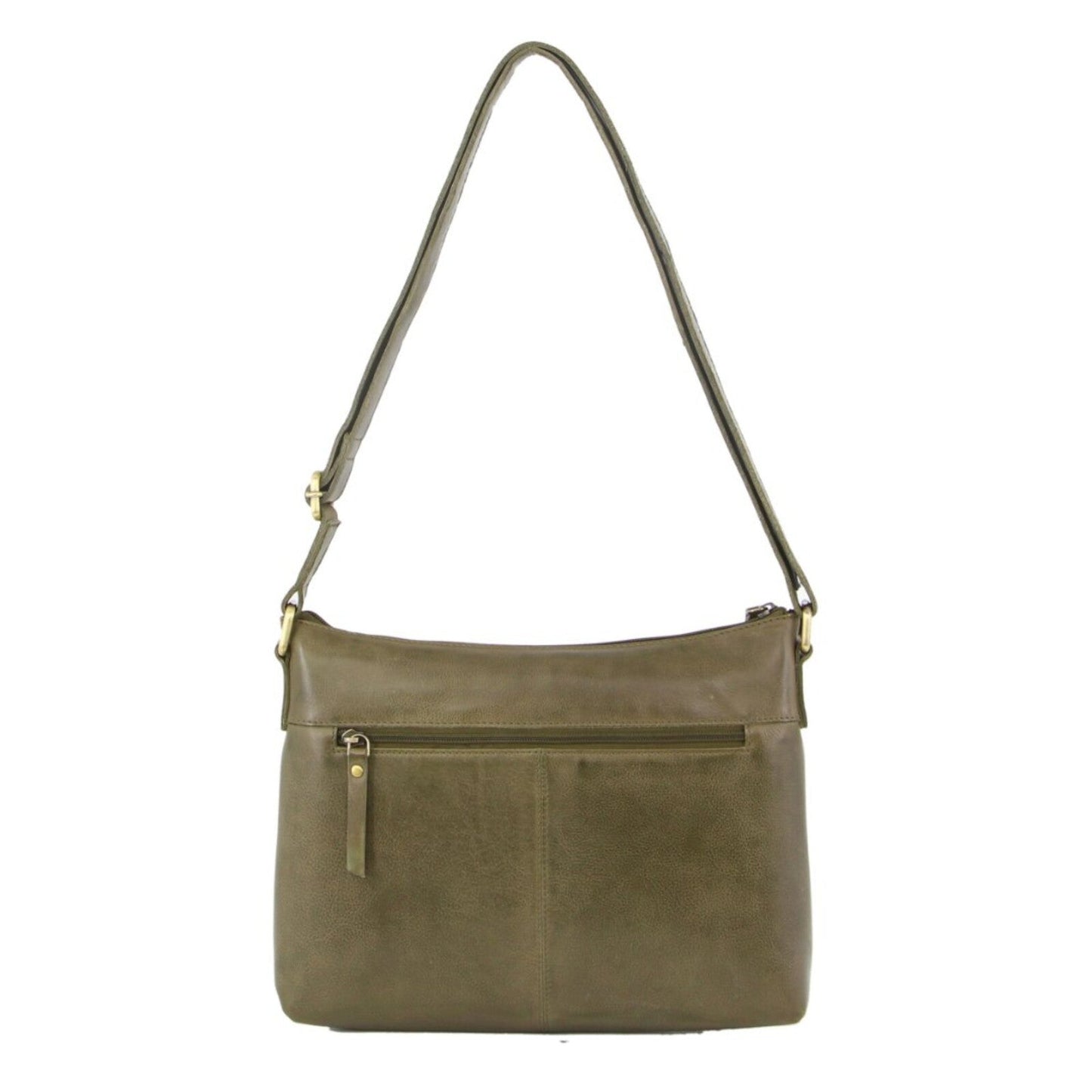 Pierre Cardin Womens Leather Perforated Cross Body Bag w/ Stud Detailing Travel - Olive-3