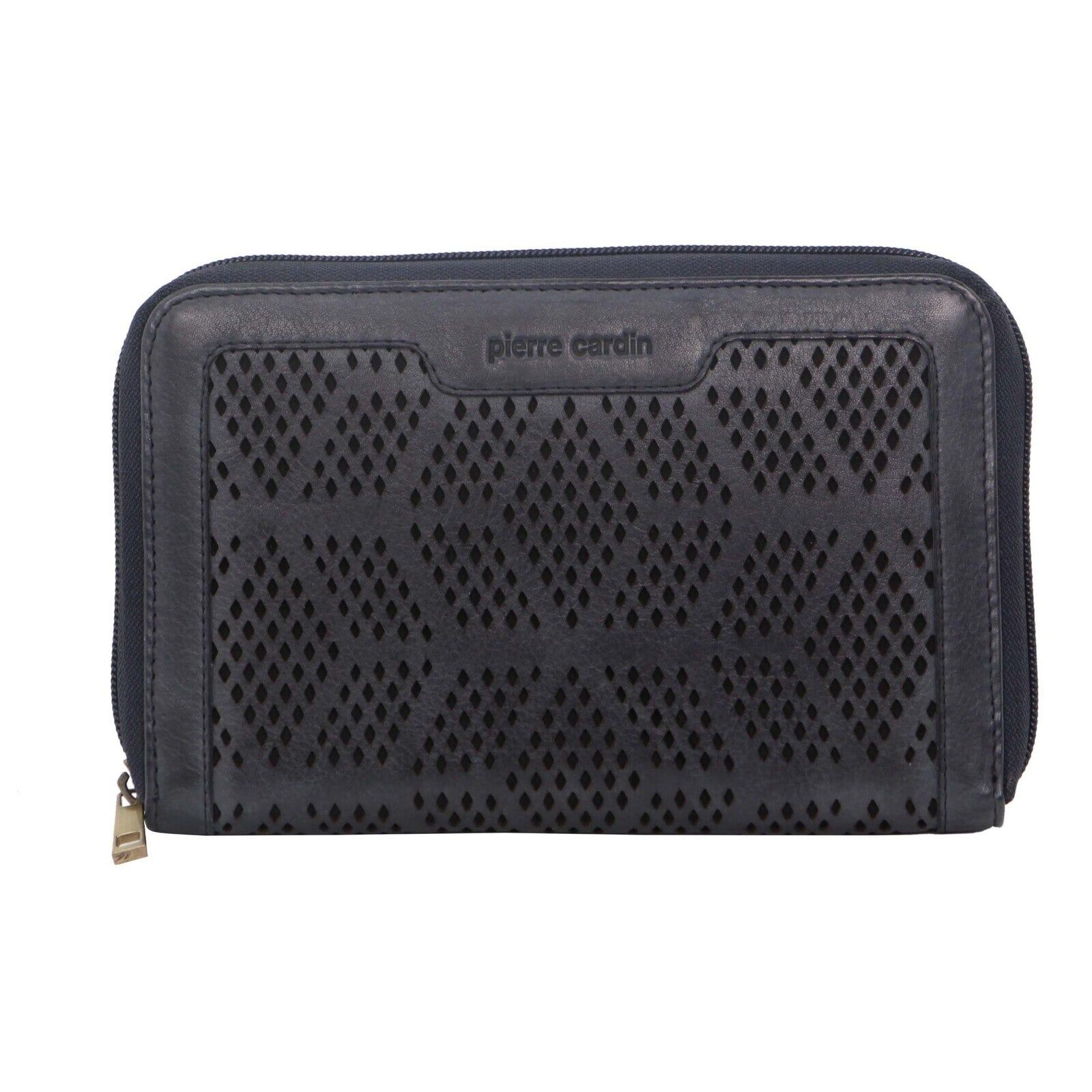 Pierre Cardin Perforated Leather Ladies Zip Around Wallet - Teal-2