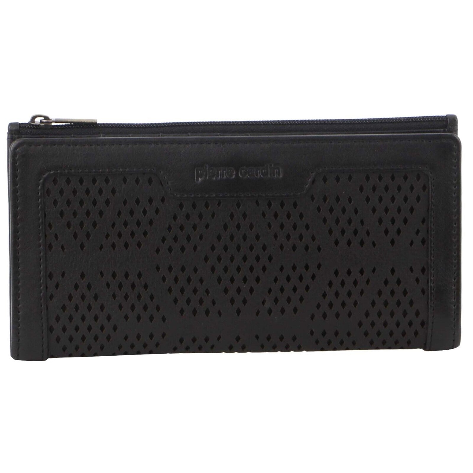Pierre Cardin Perforated Leather Ladies Handy Travel Wallet - Black-2
