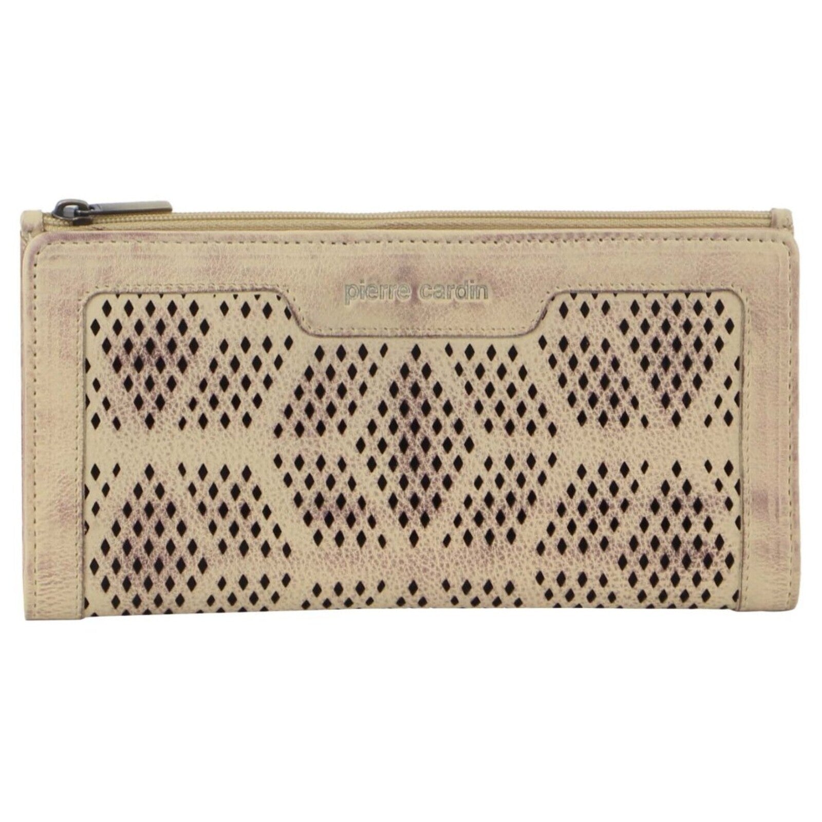 Pierre Cardin Perforated Leather Ladies Handy Travel Wallet - Latte-2