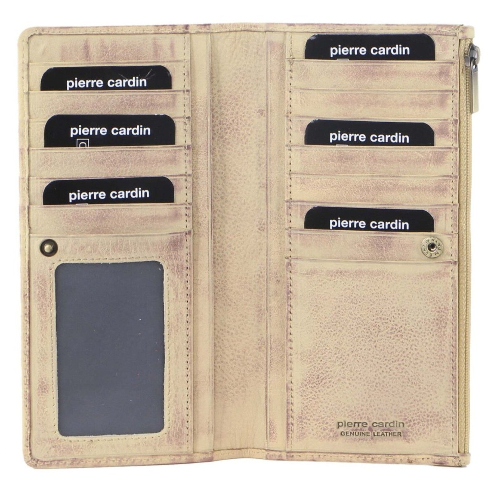 Pierre Cardin Perforated Leather Ladies Handy Travel Wallet - Latte-0