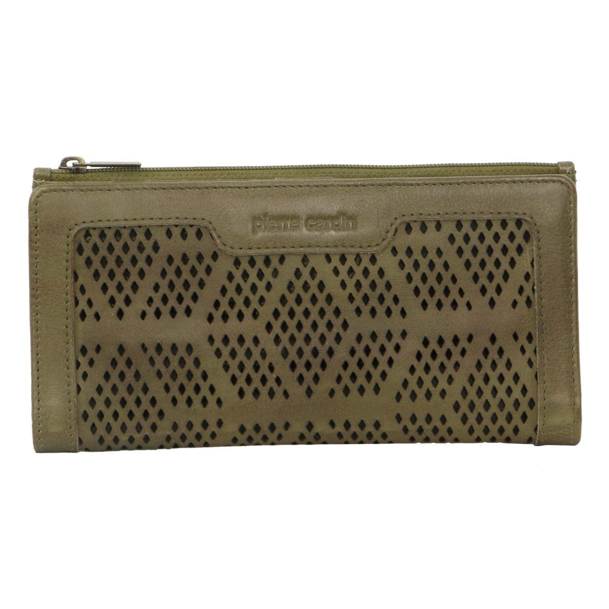 Pierre Cardin Perforated Leather Ladies Handy Travel Wallet - Olive-2