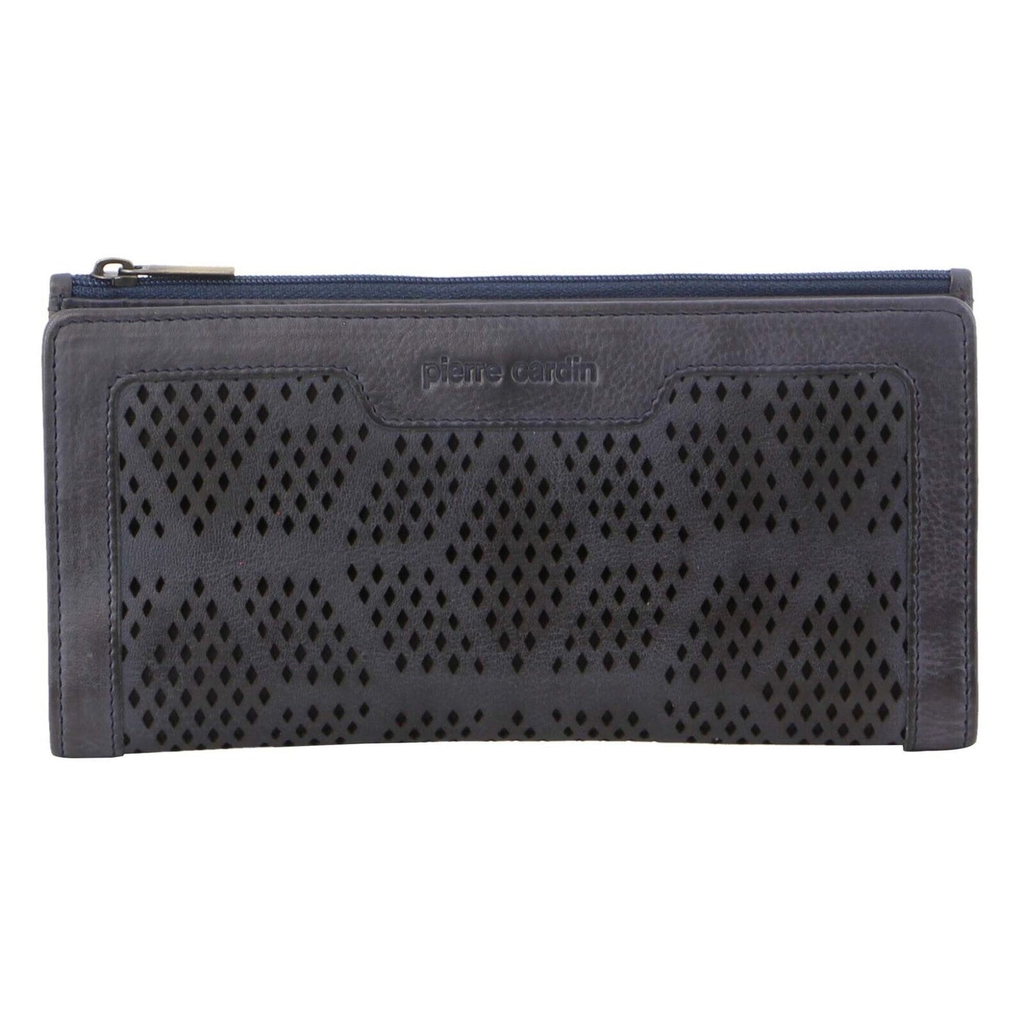 Pierre Cardin Perforated Leather Ladies Handy Travel Wallet - Teal-2
