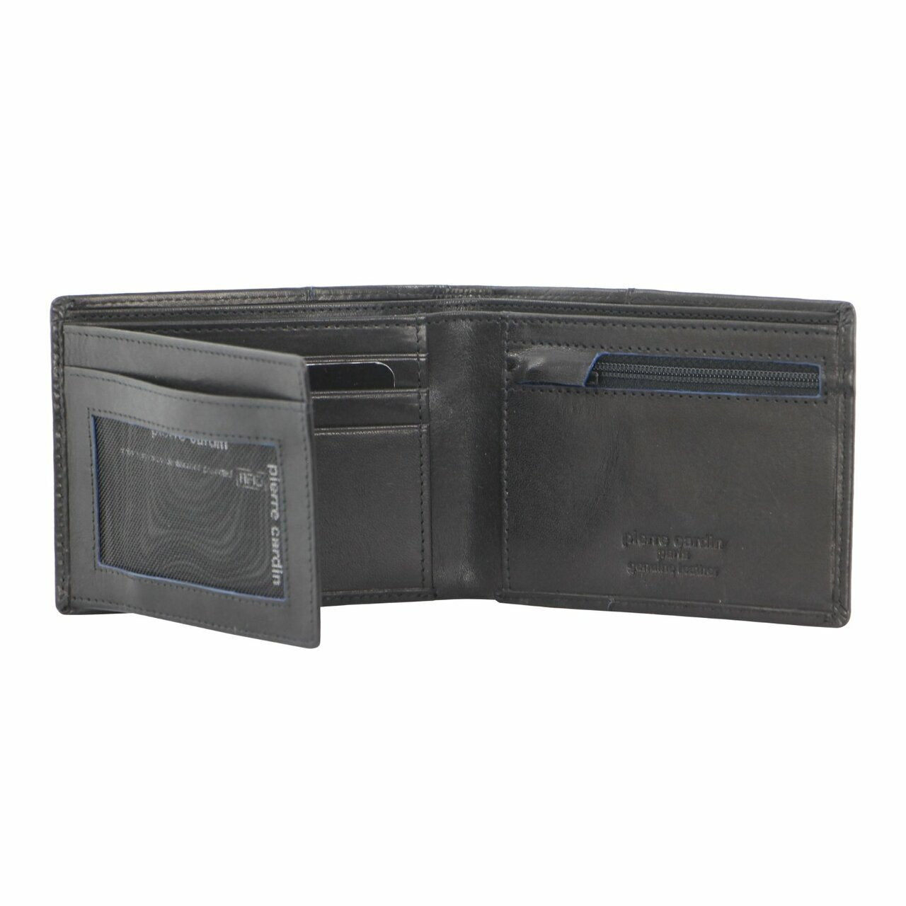Pierre Cardin Leather Mens Bi-Fold Wallet RFID Protection Travel Bi-Fold - Black-0