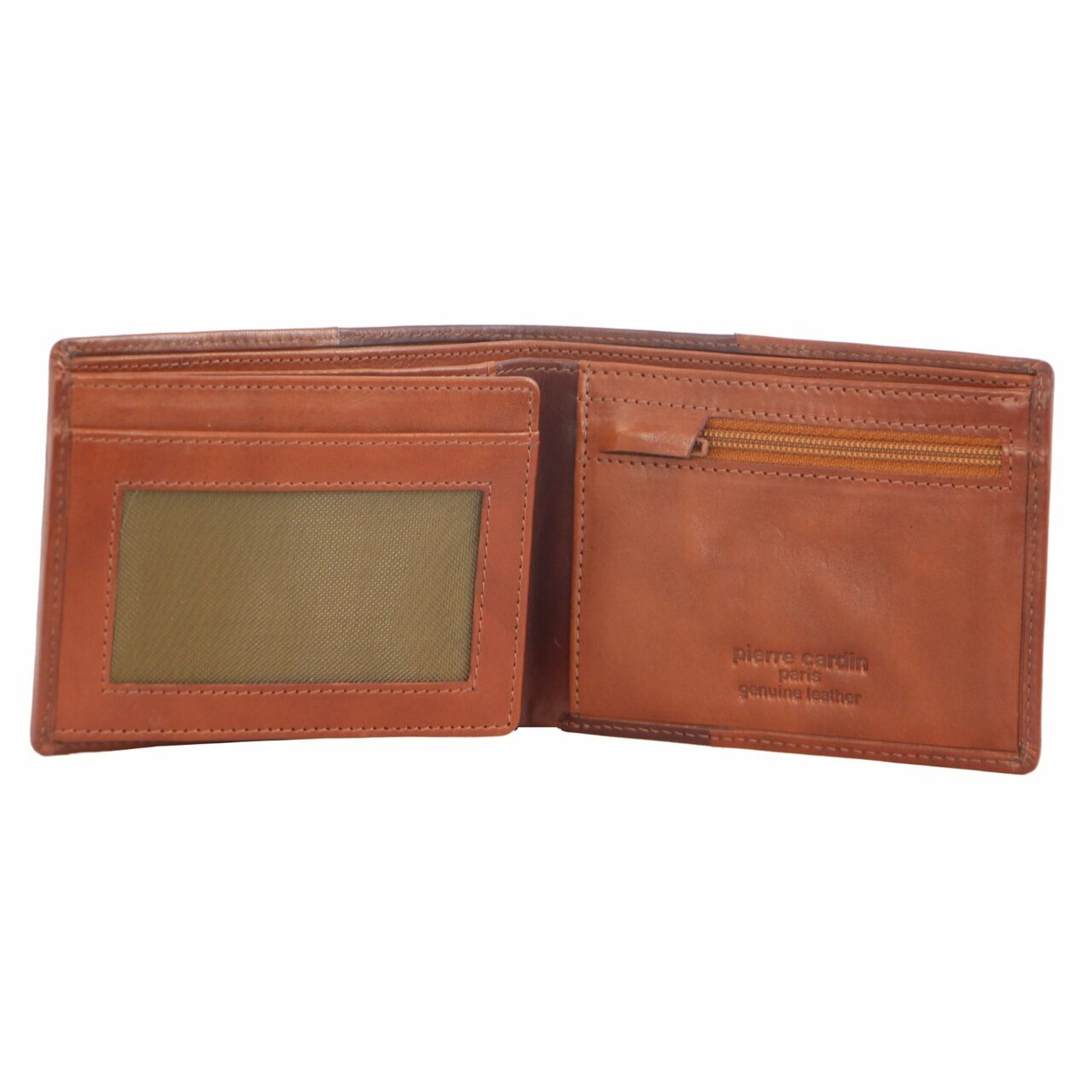 Pierre Cardin Mens Leather Mens Bi-Fold Slime Line RFID Wallet - Cognac-2
