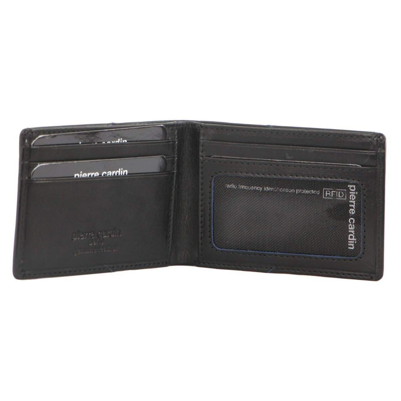 Pierre Cardin Mens Soft Italian Leather Slimline Bi-Fold Wallet - Black-2