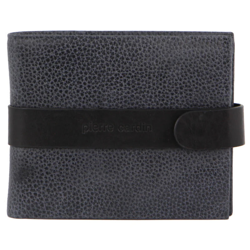 Pierre Cardin Mens RFID Woven-Embossed Leather Tab Wallet - Black-1