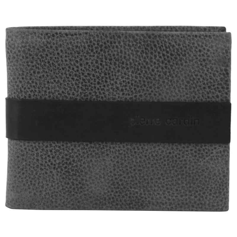 Pierre Cardin Mens Rustic Leather Bi-Fold Business Card Holder/Wallet - Black-0