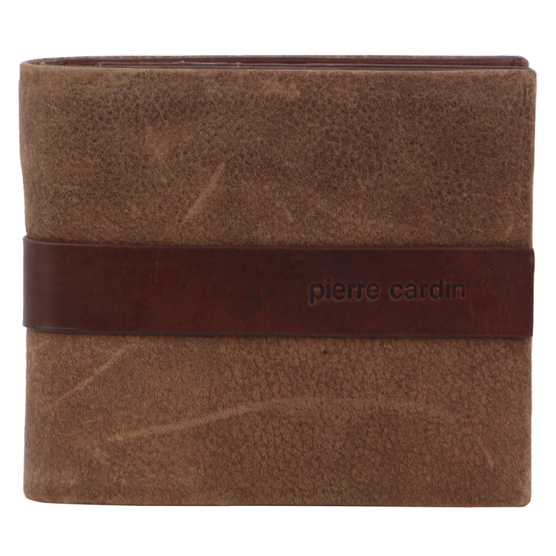 Pierre Cardin Mens Rustic Leather Bi-Fold Business Card Wallet - Brown-1