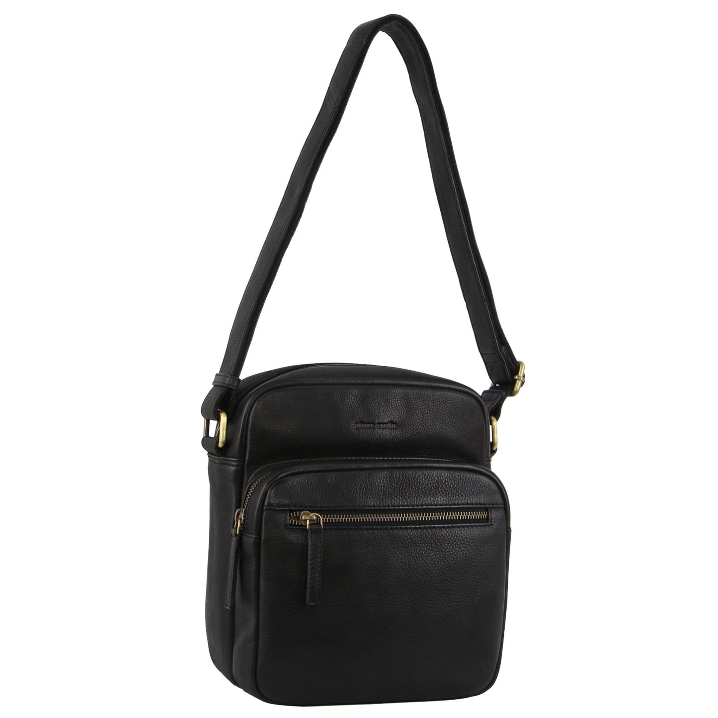 Pierre Cardin Mens Leather Cross-Body Bag Organiser - Black-1